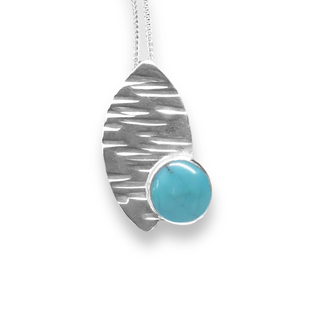 Sterling silver and 8mm Turquoise pendant